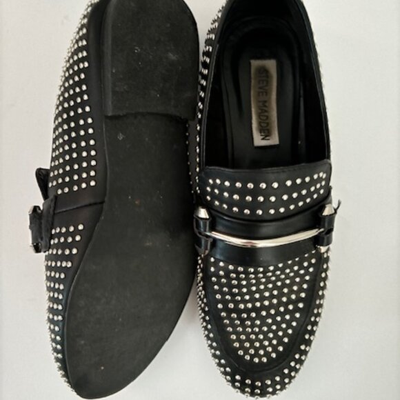 Steve Madden Kast Studded Black Loafers - Picture 5 of 5